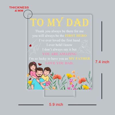 To My Dad UV Print Engraved Night Lamp Warm White Fathers Day Gift Light